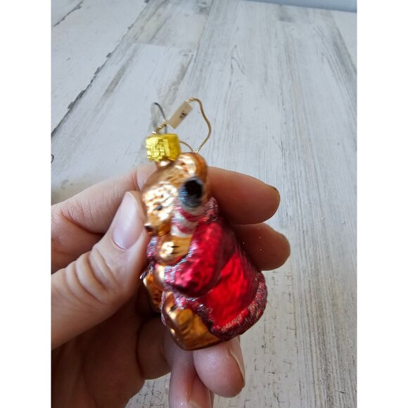 Vintage glass bear stocking ornament set presents glitter gold red Xmas tree - Picture 11 of 14